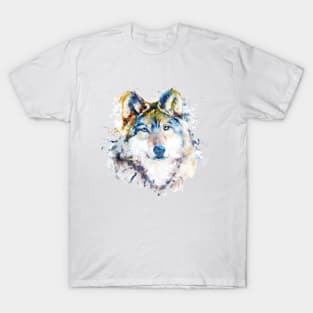 Wolf Face Watercolor Portrait T-Shirt